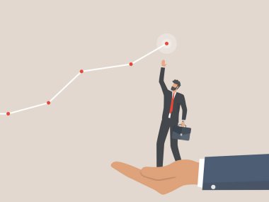 Bir hedefe ulaşmak için el yardımı iş adamı