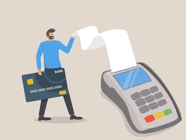 Illustration Zahlung Karte Kontaktloses Bezahlen Online Einkauf Mann Mit Bankkarte — Stockvektor