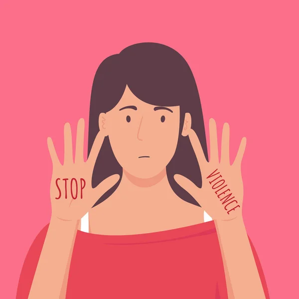 Stop Violence Woman Stop Domestic Violence Social Issues Abuse Agression — Vector de stock