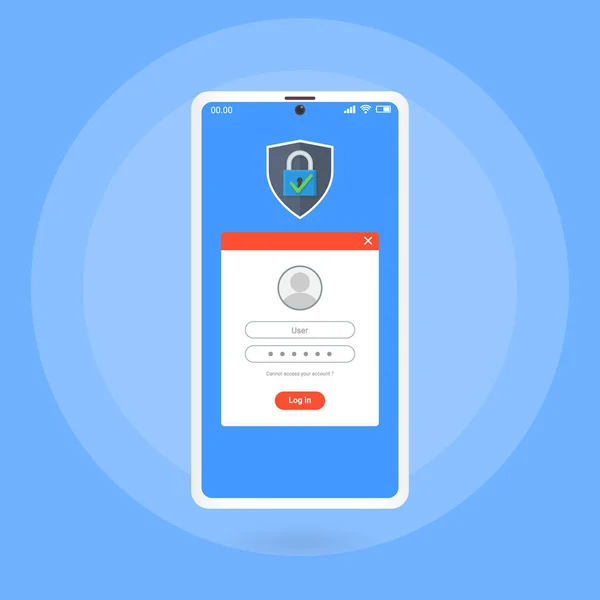 Security Login Auf Smartphone Konzept Illustration — Stockvektor