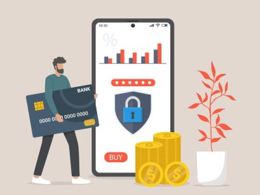 Kredi kartı ve mobil bankacılık kavramı çizimi