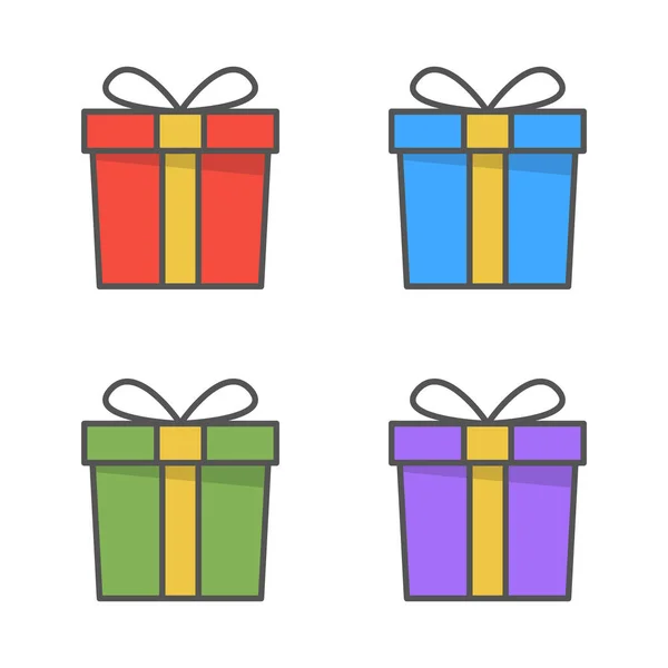 Conjunto Línea Icono Caja Regalo Diferentes Colores — Vector de stock