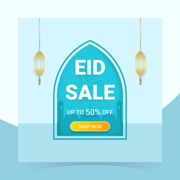 Eid Sale Banner Ramadan Πρότυπο Κοινωνικών Μέσων Μαζικής Ενημέρωσης — Διανυσματικό Αρχείο