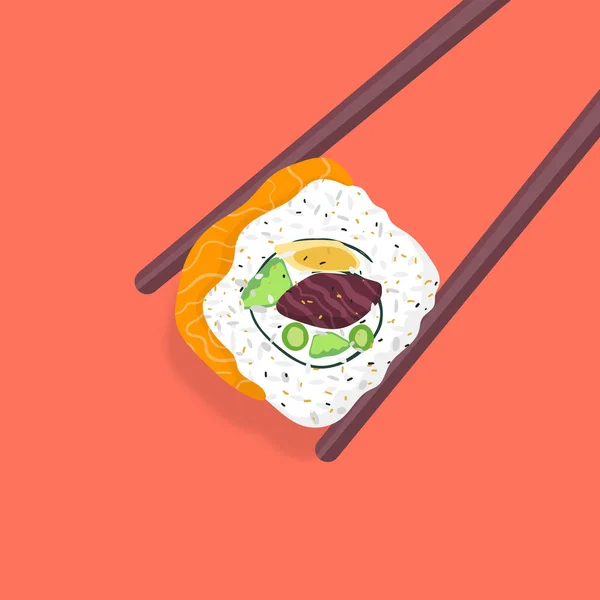 白を基調とした木箸 寿司巻きイラスト — ストックベクタ