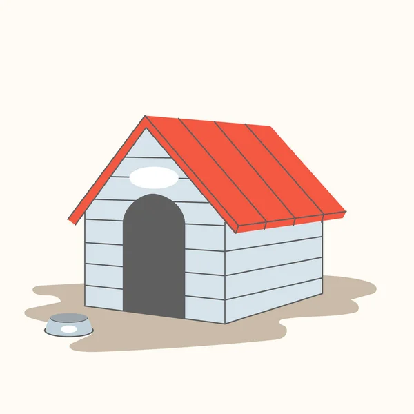 赤い木製の屋根を持つ犬の犬の犬小屋国内動物ペットのための家 — ストックベクタ