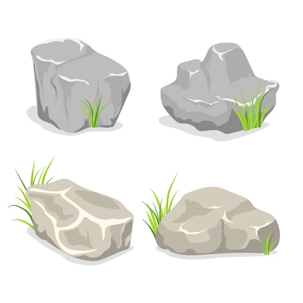 Nature Outdoor Rocks Stones Green Grass Illustration — Stock Vector