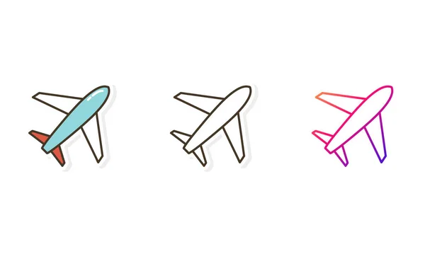 Icono Del Avión Establecer Estilo Diferente — Vector de stock