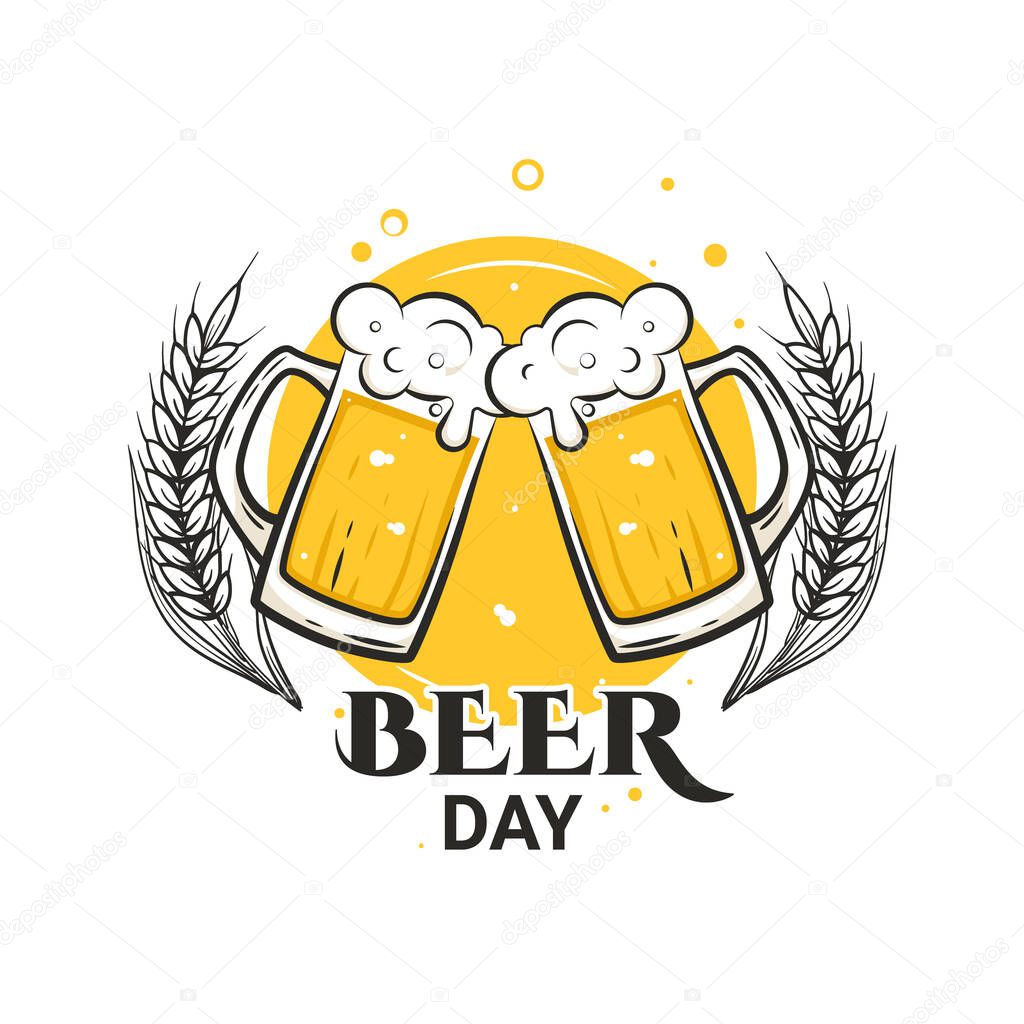 Cheers with beer mugs International Beer Day August