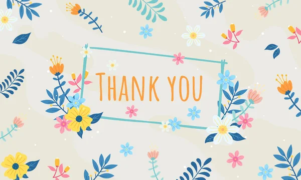 Thank You Greeting Card Postcard Floral Background — Stock Vector