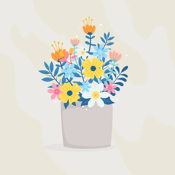 Seau Plein Contient Divers Types Fleurs — Image vectorielle