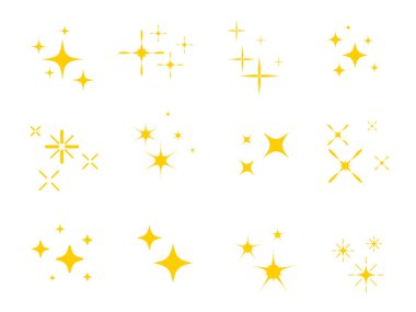 Sparkling icon set, star shiny light effect icon