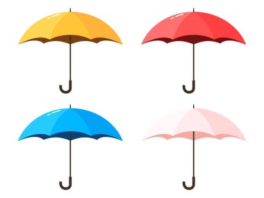 Şemsiyeler düz dizayn, çeşitli renkte şemsiye.
