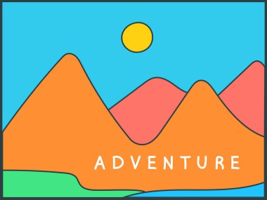 Dağ manzarası, güneşli basit dağ zirveleri, baskılar için en iyisi, giysiler.