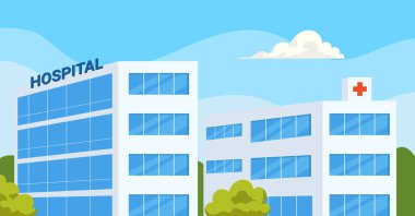 Hastane ya da klinik binası, devlet hastanesi illüstrasyonu