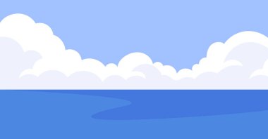 Ufuk, okyanus, deniz ve bulutlu gökyüzü, deniz manzarası