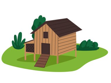 Tahta tavuk kümesi, çiftlik tasarımı elementi.