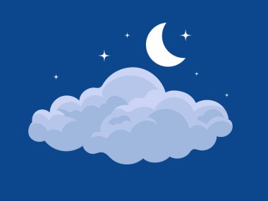 Bulut, ay ve yıldızlarla dolu yakın gökyüzü