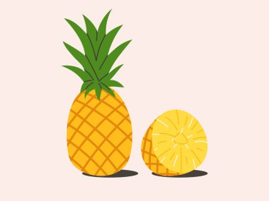 Tam ananas ve yarım ananas, tropikal meyve.