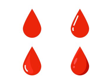 Düz dizayn kan damlası ikonu, kan sembolü seti