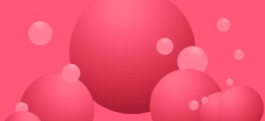 Yüzen pembe balon topu tasarımı. Eğlenceli ve enerjik pembe bir tonu olan geniş bir pankart. Anneler Günü ya da Kadınlar Günü için harika, kadınsı ürün promosyonları, parti davetiyeleri, kozmetik markaları.