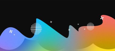 Renkli gradyan, akışkan organik şekiller, geometrik noktalar ve gürültü dokusuyla soyut bir arkaplan. Modern arka plan akışkan organik şekiller, yarım ton nokta desenleri. Çok yönlü tasarım kullanımı için mükemmel.