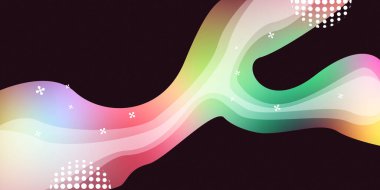 Web sitesi afişi ve duvar kağıdı için koyu, yaratıcı sıvı tasarımı üzerine soyut renkli sıvı dalga arka planı. Yarım tonlu noktalı modern enerji akışı