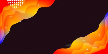 Soyut Dalgalı Arkaplan Gradyan Şekilleri ve Uzayı Kopyala. Canlı Turuncu ve Kırmızı Renkli Modern Sıvı Tasarım Şablonu. Duvar kağıdı ve daha fazlası için mükemmel.