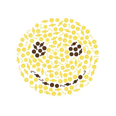 Şeker ve çikolata tarafından yapılan gülen yüz