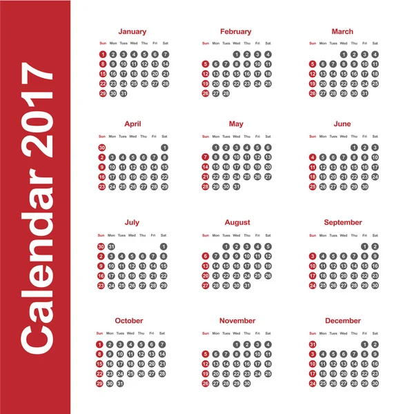 Πρότυπο του ημερολογίου για το 2017 — Διανυσματικό Αρχείο