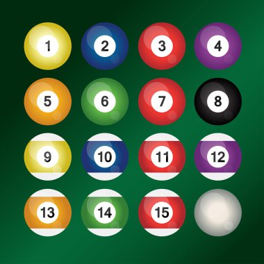 Renkli bilardo topları kümesi