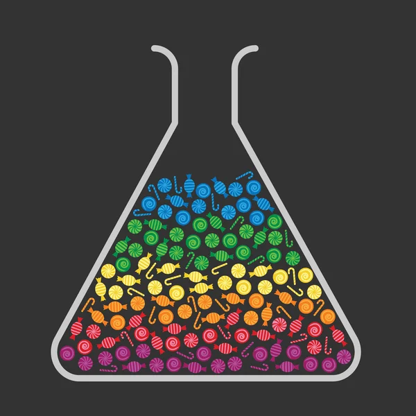 Laboratoryjne kolby z cukierków — Wektor stockowy