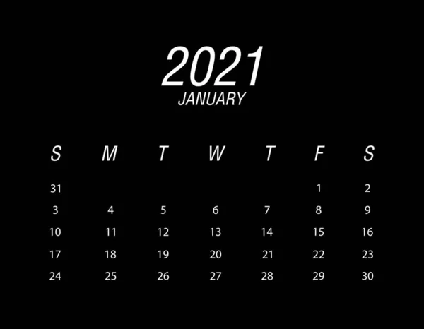 Calendrier abstrait et moderne de 2021 — Image vectorielle