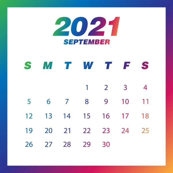 Calendrier abstrait et moderne de 2021 — Image vectorielle