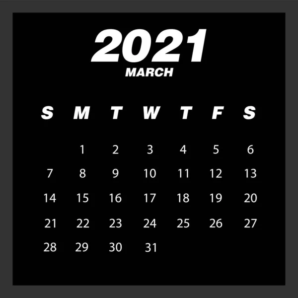 Calendário abstrato e moderno de 2021 — Vetor de Stock
