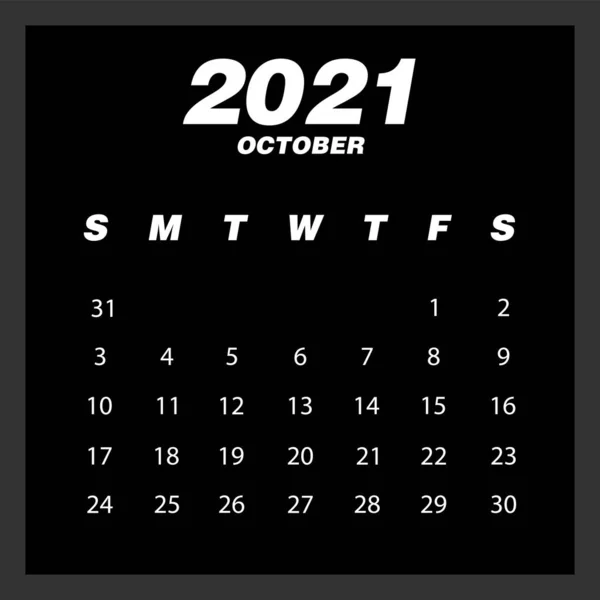 Calendrier abstrait et moderne de 2021 — Image vectorielle