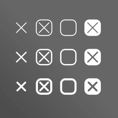 Çapraz simge kümesi ya da kapat