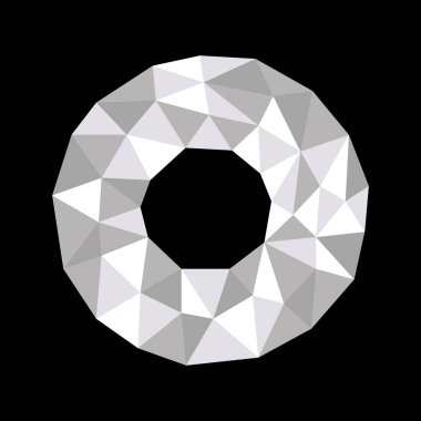 Çokgen geometrik kristal çörek halkası veya logo, sembol, düğme, en iyi ödül için uygun lastik.