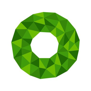 Çokgen geometrik kristal çörek halkası veya logo, sembol, düğme, en iyi ödül için uygun lastik.