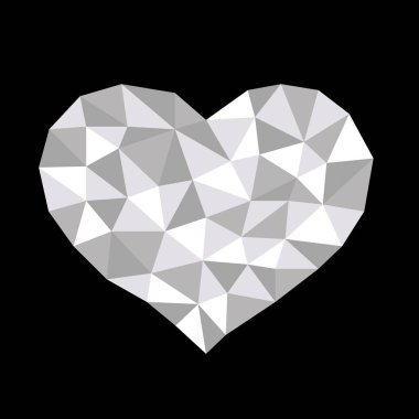 Logo, sembol, düğme, en iyi ödül için çokgen geometrik kristal kalp.