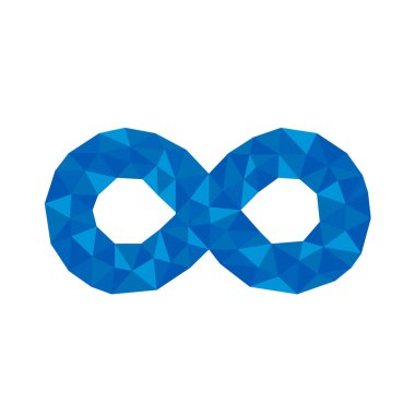Logo, sembol, düğme, en iyi ödül için uygun çokgen geometrik kristal sonsuzluk.
