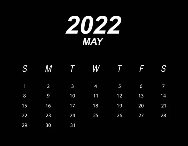 Modèle Calendrier 2022 Mai — Image vectorielle