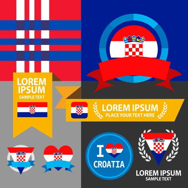 Set of Croatia flag and pattern background. — Stock Vector