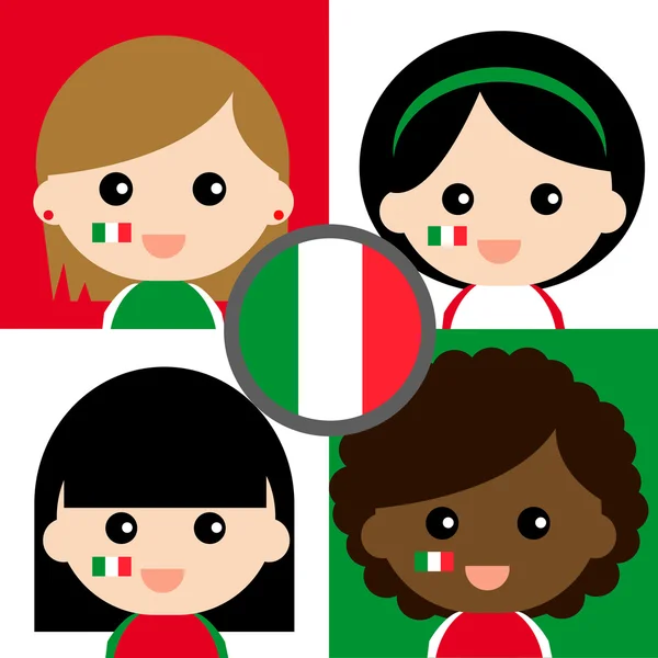 Группа счастливых сторонников Италии — стоковый вектор