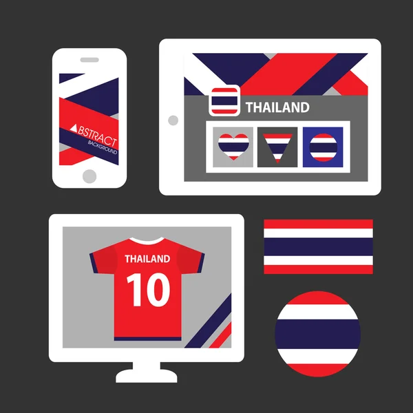Conjunto de bandera de Tailandia, emblemas — Vector de stock