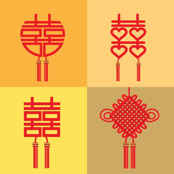Conjunto de nudos de símbolo chino — Archivo Imágenes Vectoriales