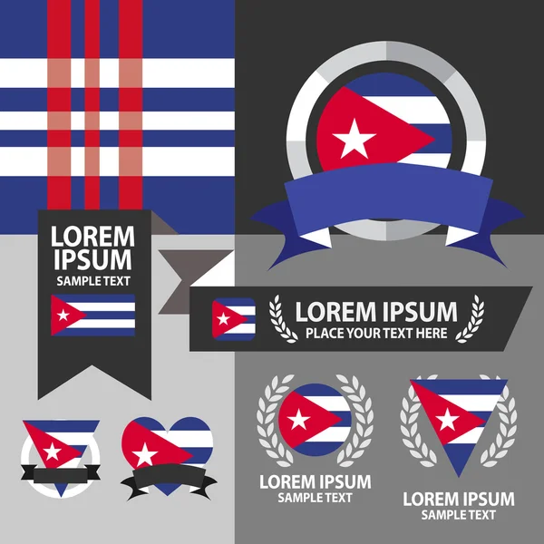Set de Bandera de Cuba y Patrón de Fondo . — Vector de stock