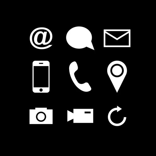Set van moderne gadget pictogrammen in zwarte achtergrond — Stockvector
