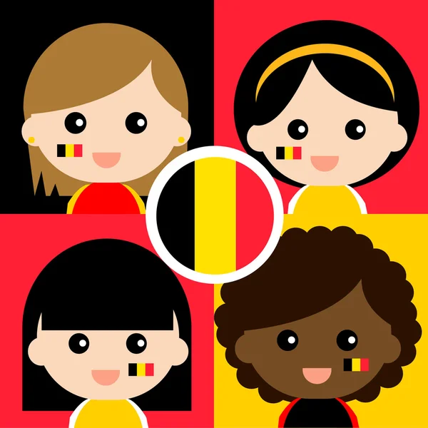 Group of happy Belgium supporters — Stock Vector