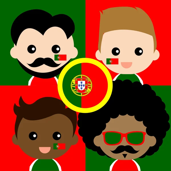Ομάδα οπαδών της Πορτογαλίας ευτυχισμένη — Διανυσματικό Αρχείο