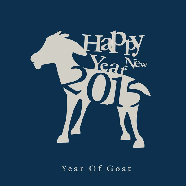 Feliz año nuevo 2015. Año de la cabra. Tarjeta azul oscuro — Vector de stock